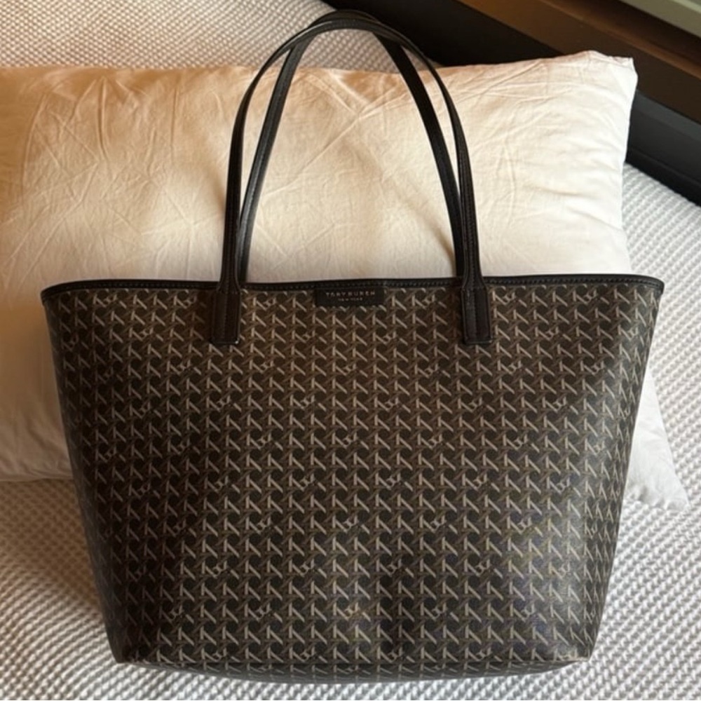 Tory Burch Patterned Ever Ready Black and Brown Tote